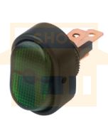 Hella Compact On-Off Rocker Switch - Green Illuminated, 12V (4473)